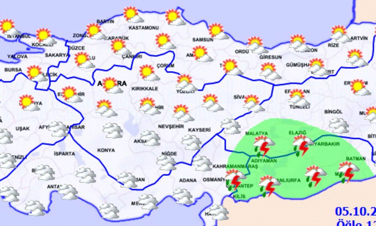 Güneyde sağanak, kuzeyde fırtına